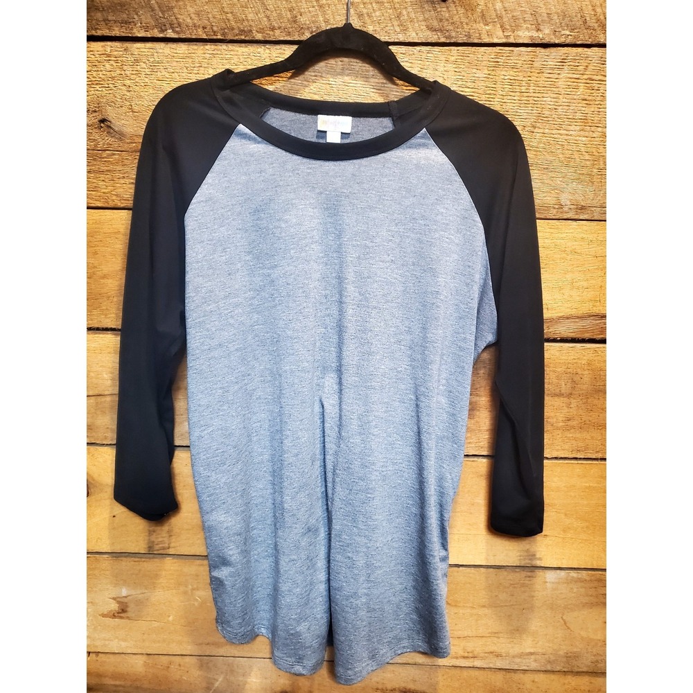 LuLaRoe Randy Baseball T Shirt Black and Gray Size Large